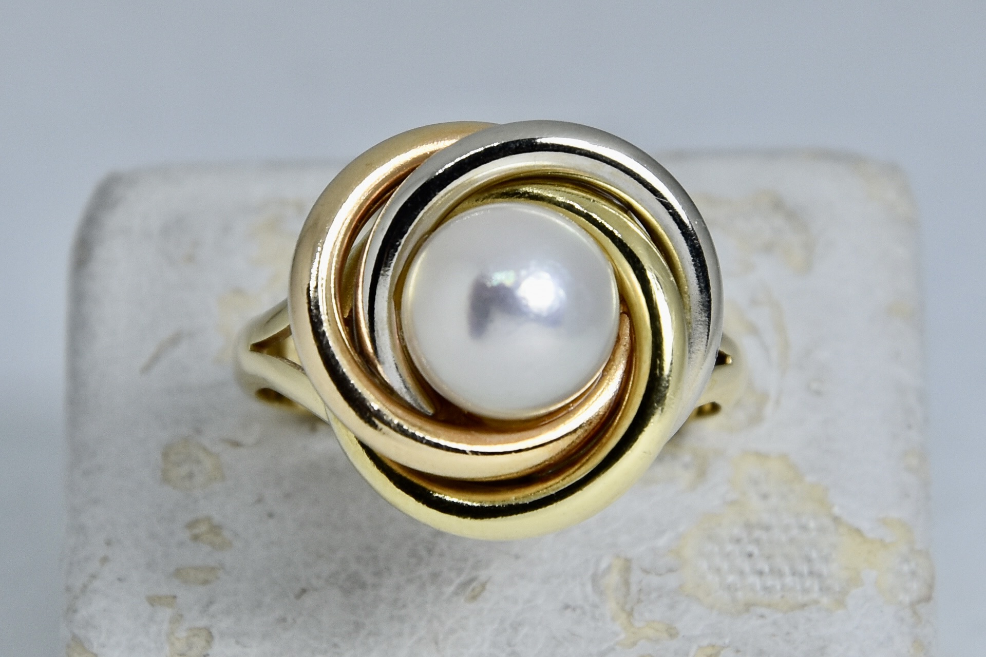 Immagine di ANELLO TRICOLOR PERLA 